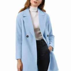 Allegra K Double Breasted Notched Lapel Coat With Raglan Sleeves 99 Allegra K Double Breasted Notched Lapel Coat With Raglan Sleeves