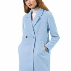 Allegra K Double Breasted Notched Lapel Coat With Raglan Sleeves 100 Allegra K Double Breasted Notched Lapel Coat With Raglan Sleeves