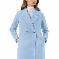 Allegra K Double Breasted Notched Lapel Coat With Raglan Sleeves 98 Allegra K Double Breasted Notched Lapel Coat With Raglan Sleeves
