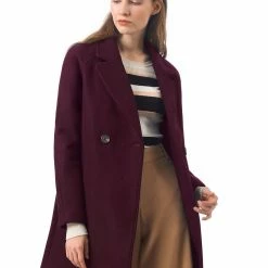 Allegra K Double Breasted Notched Lapel Coat With Raglan Sleeves 92 Allegra K Double Breasted Notched Lapel Coat With Raglan Sleeves