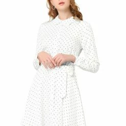 Allegra K Women's Polka Dots Long Sleeve Button Up A Line Shirt Dress 35 Allegra K Women's Polka Dots Long Sleeve Button Up A Line Shirt Dress
