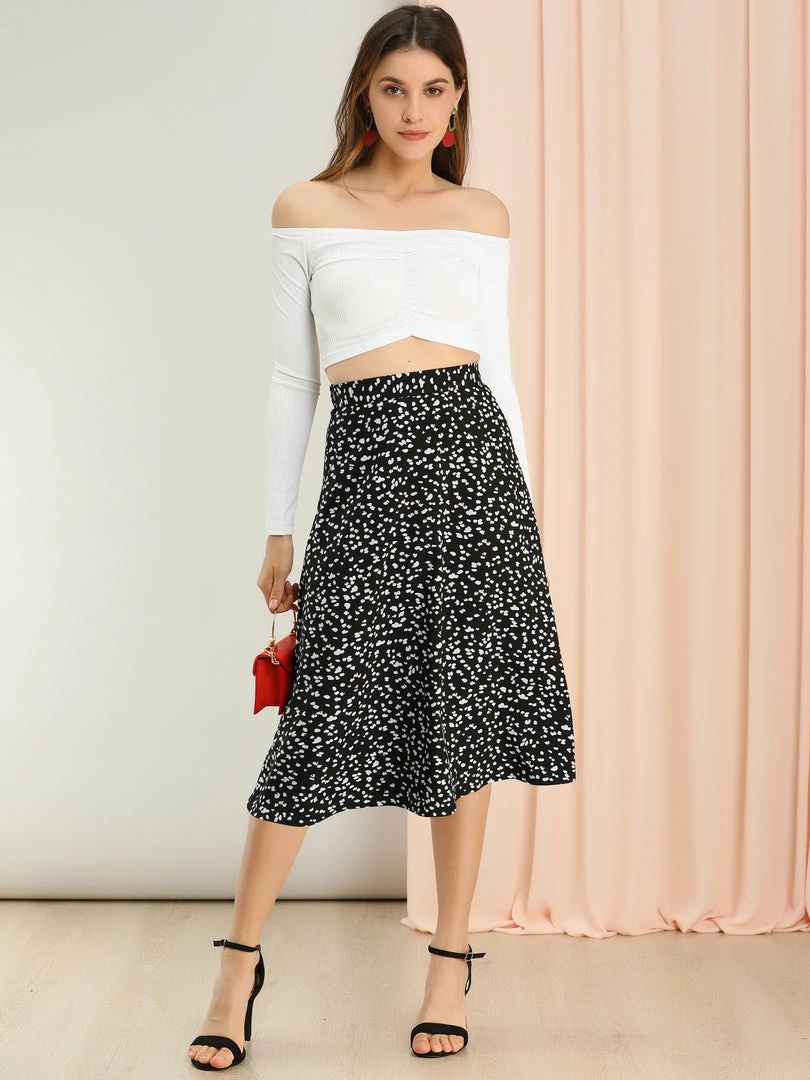 Allegra K Women's Floral Print A-Line Midi Skirt Chiffon Summer Vintage Skirts 6 Allegra K Women's Floral Print A-Line Midi Skirt Chiffon Summer Vintage Skirts