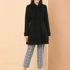 Allegra K Women's Peter Pan Collar Single Breasted Overcoat Winter Long Coat 60 Allegra K Women's Peter Pan Collar Single Breasted Overcoat Winter Long Coat