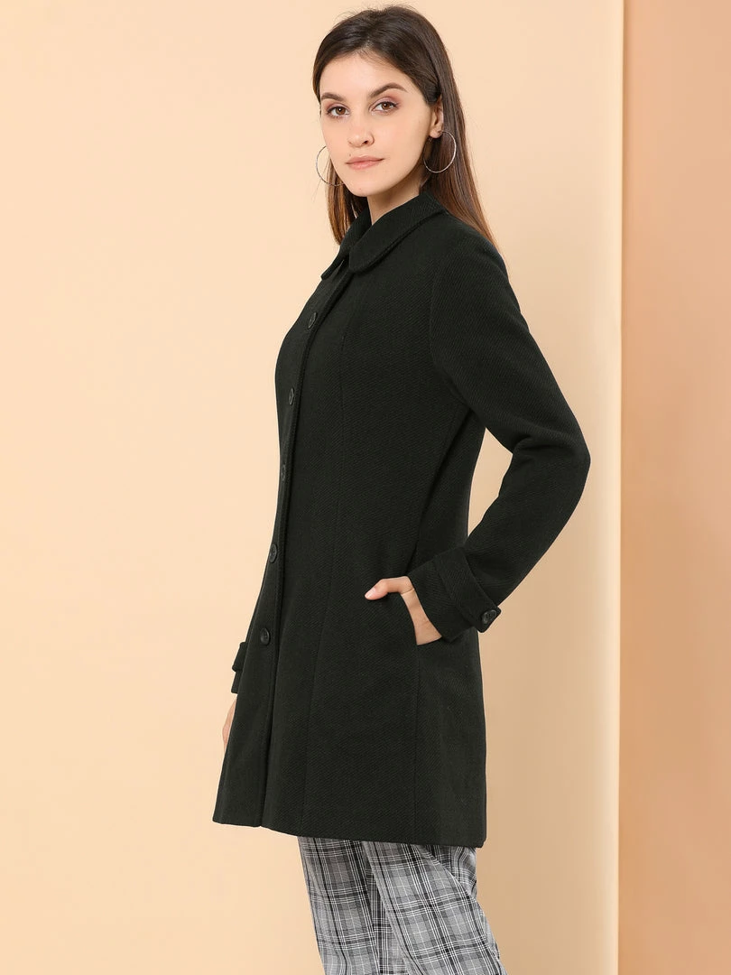 Allegra K Women's Peter Pan Collar Single Breasted Overcoat Winter Long Coat 25 Allegra K Women's Peter Pan Collar Single Breasted Overcoat Winter Long Coat