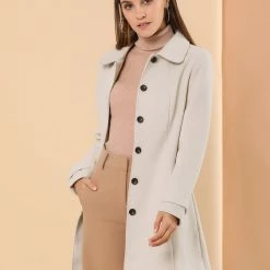 Allegra K Women's Peter Pan Collar Single Breasted Overcoat Winter Long Coat 53 Allegra K Women's Peter Pan Collar Single Breasted Overcoat Winter Long Coat