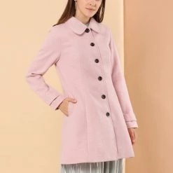 Allegra K Women's Peter Pan Collar Single Breasted Overcoat Winter Long Coat 49 Allegra K Women's Peter Pan Collar Single Breasted Overcoat Winter Long Coat