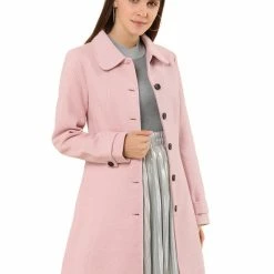 Allegra K Women's Peter Pan Collar Single Breasted Overcoat Winter Long Coat 46 Allegra K Women's Peter Pan Collar Single Breasted Overcoat Winter Long Coat