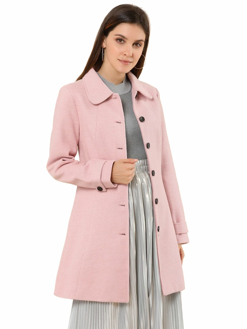 Allegra K Women's Peter Pan Collar Single Breasted Overcoat Winter Long Coat 10 Allegra K Women's Peter Pan Collar Single Breasted Overcoat Winter Long Coat