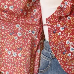 Allegra K Floral Print Crossover Ruffle V Neck Self Tie Wrap Peplum Top Women