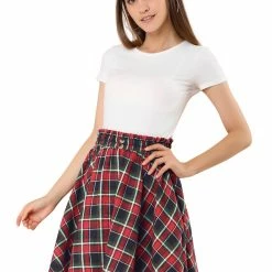 Allegra K Women's Tartan Plaid Button Decor Flare Skater Suspender Skirt 71 Allegra K Women's Tartan Plaid Button Decor Flare Skater Suspender Skirt