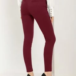 Allegra K Women's Work Solid Pintuck Straight High Waist Slit Hem Pants