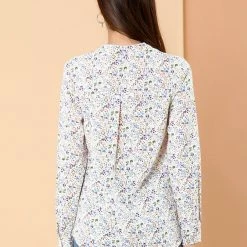 Allegra K Button Down Stand Collar V Neck Long Sleeve Floral Blouse Women 74 Allegra K Button Down Stand Collar V Neck Long Sleeve Floral Blouse Women