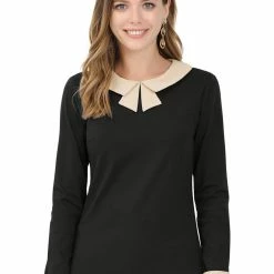 Allegra K Women's Elegant Collar Long Sleeves Work Office Blouse Top