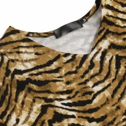 Allegra K Men's Vintage Leopard Printed Top Lightweight Slim Fit Long Sleeves Pullover T Shirt