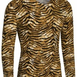 Allegra K Men's Vintage Leopard Printed Top Lightweight Slim Fit Long Sleeves Pullover T Shirt