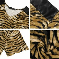 Allegra K Men's Leopard Printed T-Shirt Short Sleeves Slim Fit V Neck Cheetah Printed Tee Tops