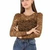 Allegra K Women's Lace Embroidery Semi Sheer Vintage Puff Sleeve Top