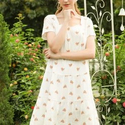 Allegra K Women's Square Neck Peasant Midi Fit And Flare A-Line Floral Print Dress 11 Allegra K Women's Square Neck Peasant Midi Fit And Flare A-Line Floral Print Dress