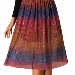 Allegra K Women's Elastic Waist Metallic Shiny Swing Party Midi Skirt 20 Allegra K Women's Elastic Waist Metallic Shiny Swing Party Midi Skirt