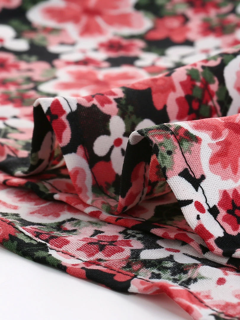 Allegra K Women's Casual Puff Sleeve V Neck A Line Floral Dress With Belt 8 Allegra K Women's Casual Puff Sleeve V Neck A Line Floral Dress With Belt