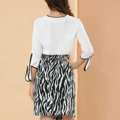 Allegra K Women's Zebra Printed High Waist Asymmetrical A-Line Twist Skirt