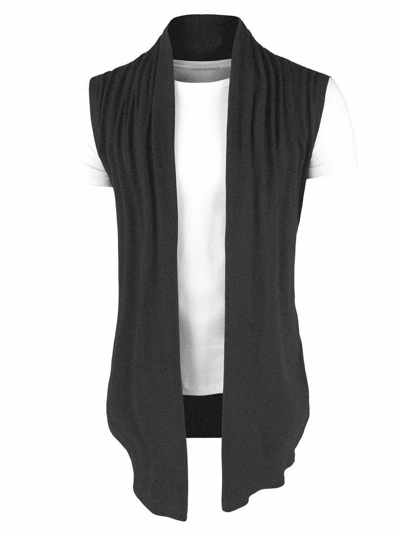 Allegra K Men Casual Open Front Sleeveless Irregular Hem Cardigan Vest With No Button 4 Allegra K Men Casual Open Front Sleeveless Irregular Hem Cardigan Vest With No Button