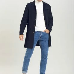 Allegra K Men's Lightweight Trench Coat Single Breasted Slim Fit Jacket Overcoat