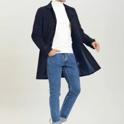 Allegra K Men's Lightweight Trench Coat Single Breasted Slim Fit Jacket Overcoat