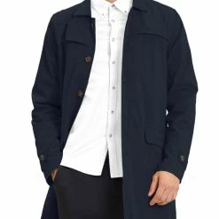 Allegra K Men's Lightweight Trench Coat Single Breasted Slim Fit Jacket Overcoat