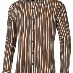 Allegra K Men's Striped Shirt Long Sleeves Casual Button Down Color Block Shirts