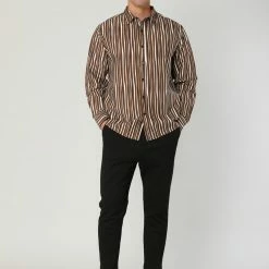 Allegra K Men's Striped Shirt Long Sleeves Casual Button Down Color Block Shirts