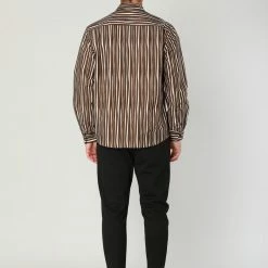 Allegra K Men's Striped Shirt Long Sleeves Casual Button Down Color Block Shirts