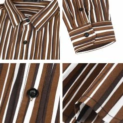 Allegra K Men's Striped Shirt Long Sleeves Casual Button Down Color Block Shirts