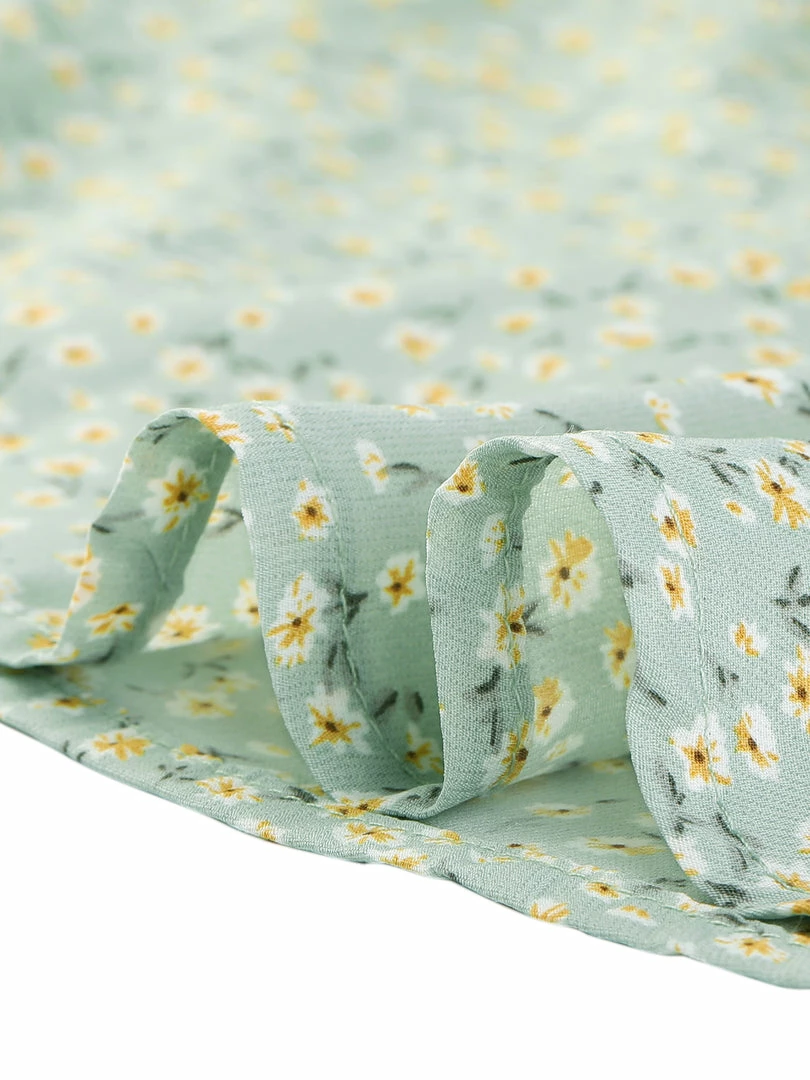 Allegra K Women's Turndown Collar Bubble Sleeves Button Up Floral Top Blouse 14 Allegra K Women's Turndown Collar Bubble Sleeves Button Up Floral Top Blouse