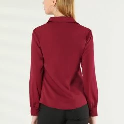 Allegra K Women's Zip Front Blouse Long Sleeve Solid Color Office Work Top 42 Allegra K Women's Zip Front Blouse Long Sleeve Solid Color Office Work Top