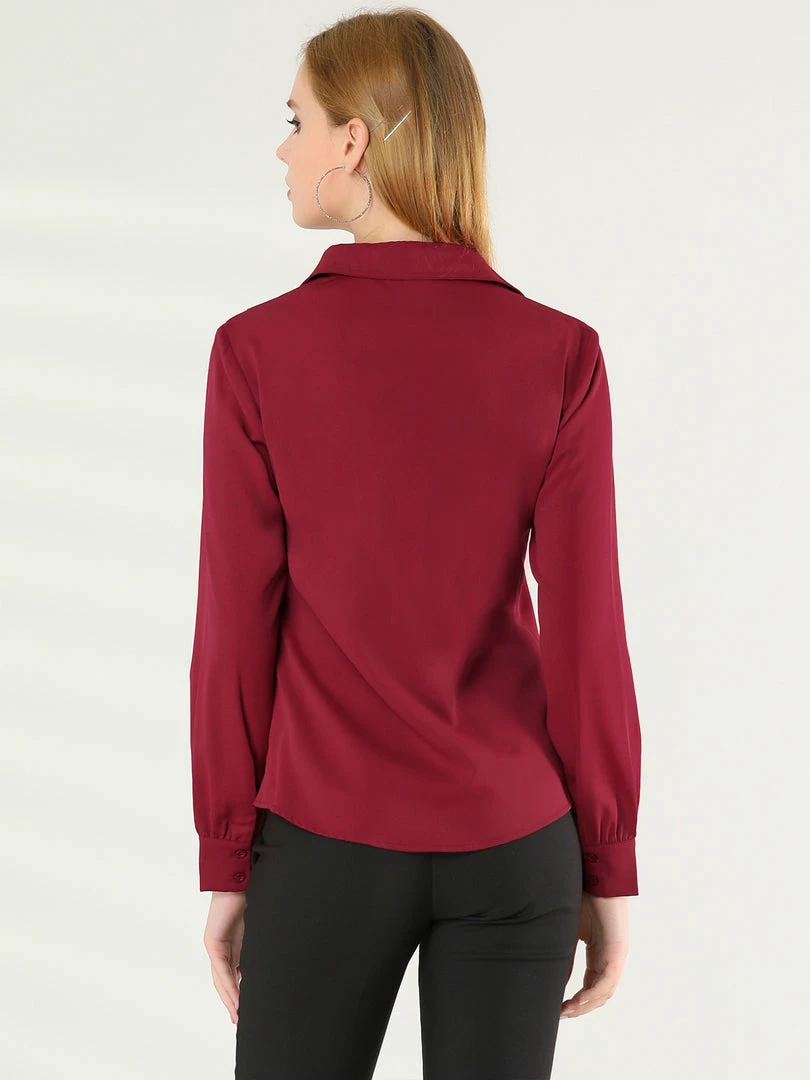 Allegra K Women's Zip Front Blouse Long Sleeve Solid Color Office Work Top 19 Allegra K Women's Zip Front Blouse Long Sleeve Solid Color Office Work Top