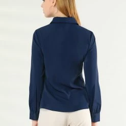 Allegra K Women's Zip Front Blouse Long Sleeve Solid Color Office Work Top 36 Allegra K Women's Zip Front Blouse Long Sleeve Solid Color Office Work Top