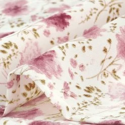 Allegra K Women's Floral Ruffle Tie Neck Elastic Cuff Casual Blouse Top