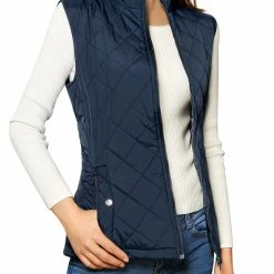 Allegra K Woman Zip Up Front Stand Collar Slant Pockets Quilted Padded Vest Women 102 Allegra K Woman Zip Up Front Stand Collar Slant Pockets Quilted Padded Vest Women