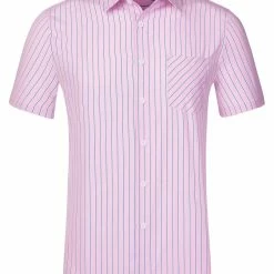 Allegra K Men's Dress Shirt Summer Short Sleeve Button Down Stripes Shirts