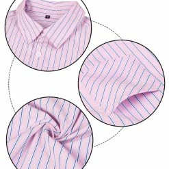 Allegra K Men's Dress Shirt Summer Short Sleeve Button Down Stripes Shirts