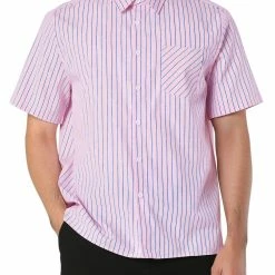 Allegra K Men's Dress Shirt Summer Short Sleeve Button Down Stripes Shirts