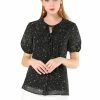 Allegra K Women's Point Collar Keyhole Button Front Chiffon Bow Tie Star Blouse 1 Allegra K Women's Point Collar Keyhole Button Front Chiffon Bow Tie Star Blouse