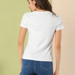 Allegra K Women's Summer Casual Short Sleeve Crew Neck Cartoon Cat Pet Print T-shirt