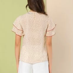 Allegra K Women's Sweet Layered Ruffle Sleeves Polka Dots Valentine's Day Blouses 14 Allegra K Women's Sweet Layered Ruffle Sleeves Polka Dots Valentine's Day Blouses