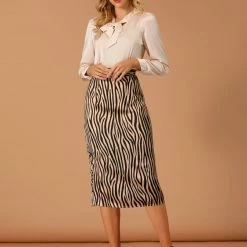 Allegra K Women's Zebra Animal Print High Waist Bodycon Midi Pencil Skirt 24 Allegra K Women's Zebra Animal Print High Waist Bodycon Midi Pencil Skirt