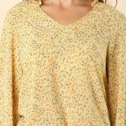 Allegra K Women's V Neck Ruffle Long Sleeve Casual Floral Blouse Top 12 Allegra K Women's V Neck Ruffle Long Sleeve Casual Floral Blouse Top