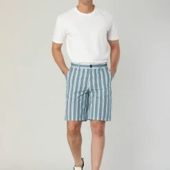 Allegra K Men Summer Striped Shorts Slim Fit Flat Front Walk Chino Seersucker Pants