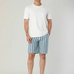 Allegra K Men Summer Striped Shorts Slim Fit Flat Front Walk Chino Seersucker Pants