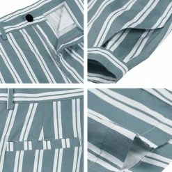 Allegra K Men Summer Striped Shorts Slim Fit Flat Front Walk Chino Seersucker Pants